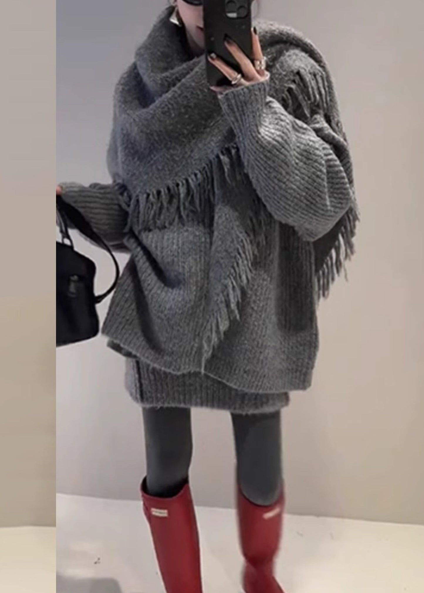 Cardigan Fall Set And Yellow Zippered Loose Knit Skirts Two Piece