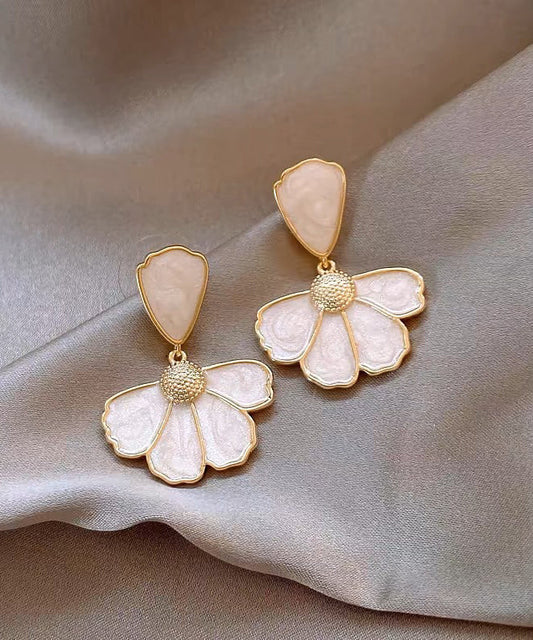 Shell Gold Earrings Modern Alloy Floral Drop Copper