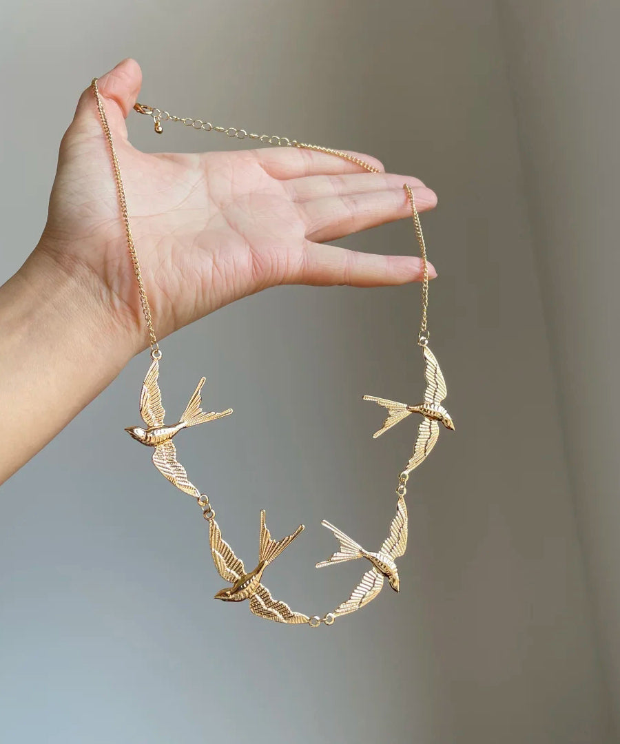 Young Modern Gold Swallow Necklace Pendant Copper Alloy