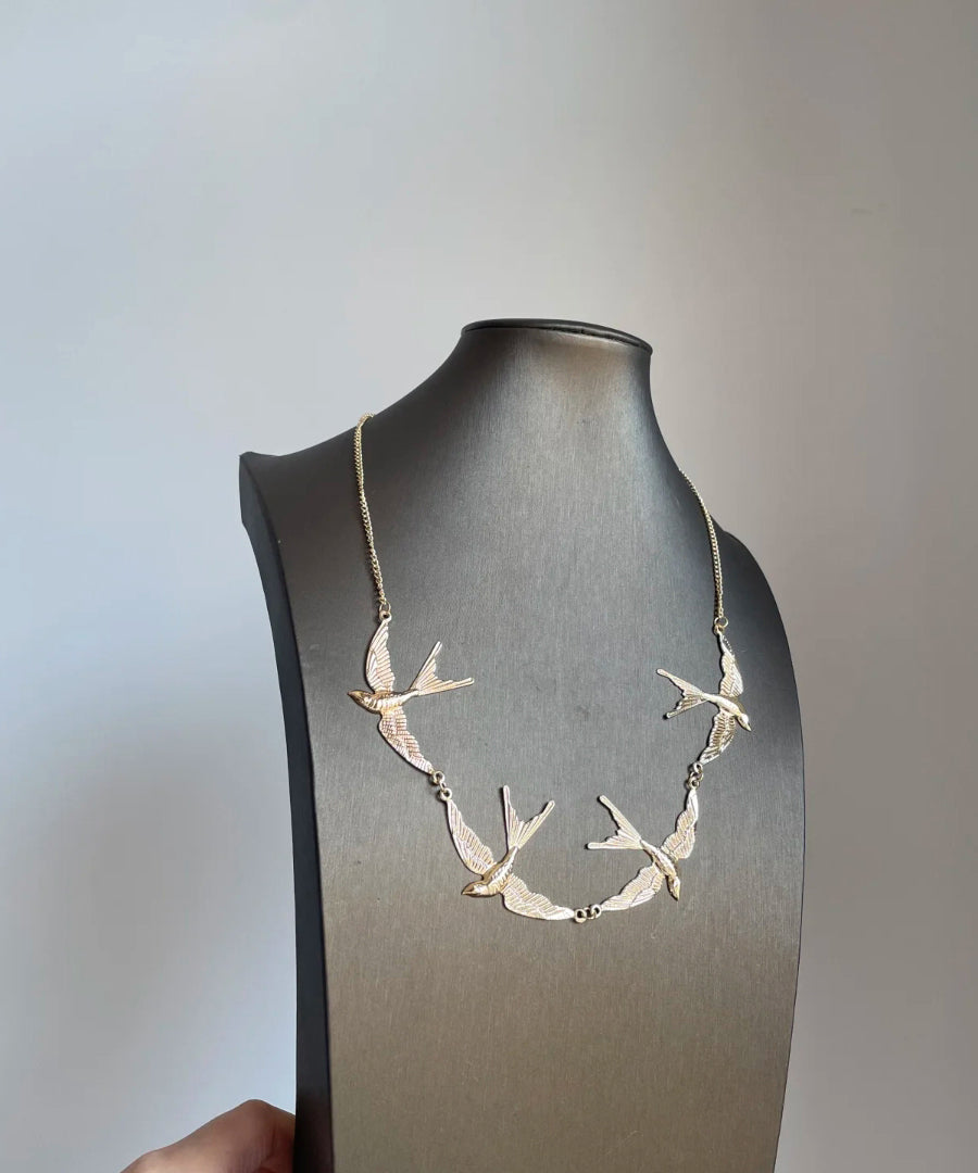 Young Modern Gold Swallow Necklace Pendant Copper Alloy
