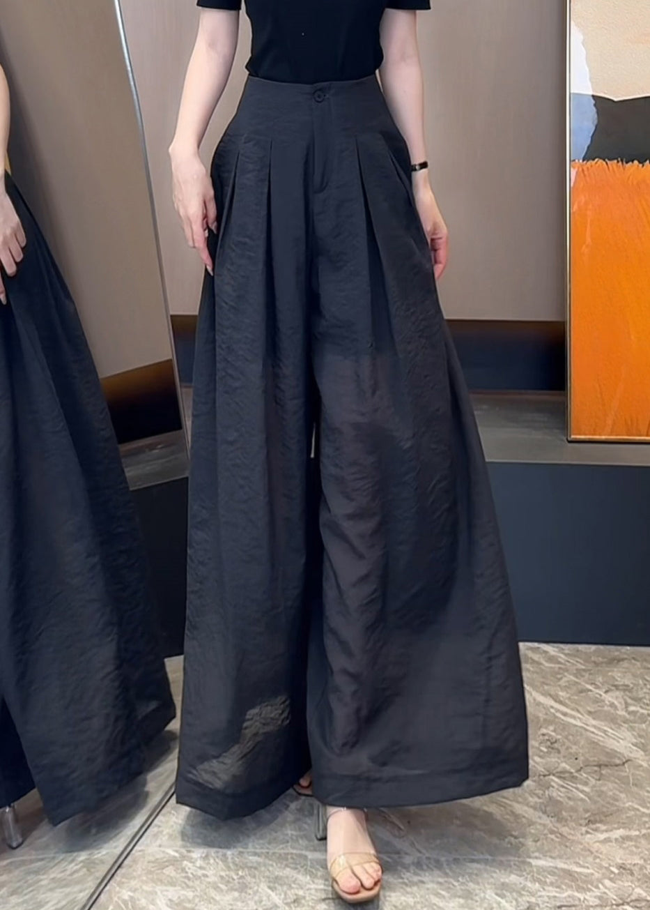 Linen Wide High Khaki Waist Fall New Leg Button Pants