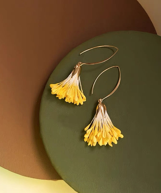 Design Drop Original Alloy Holiday Floral Earrings Yellow