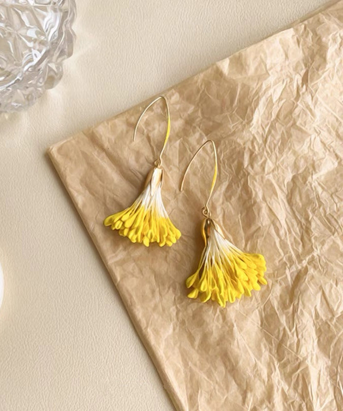 Design Drop Original Alloy Holiday Floral Earrings Yellow