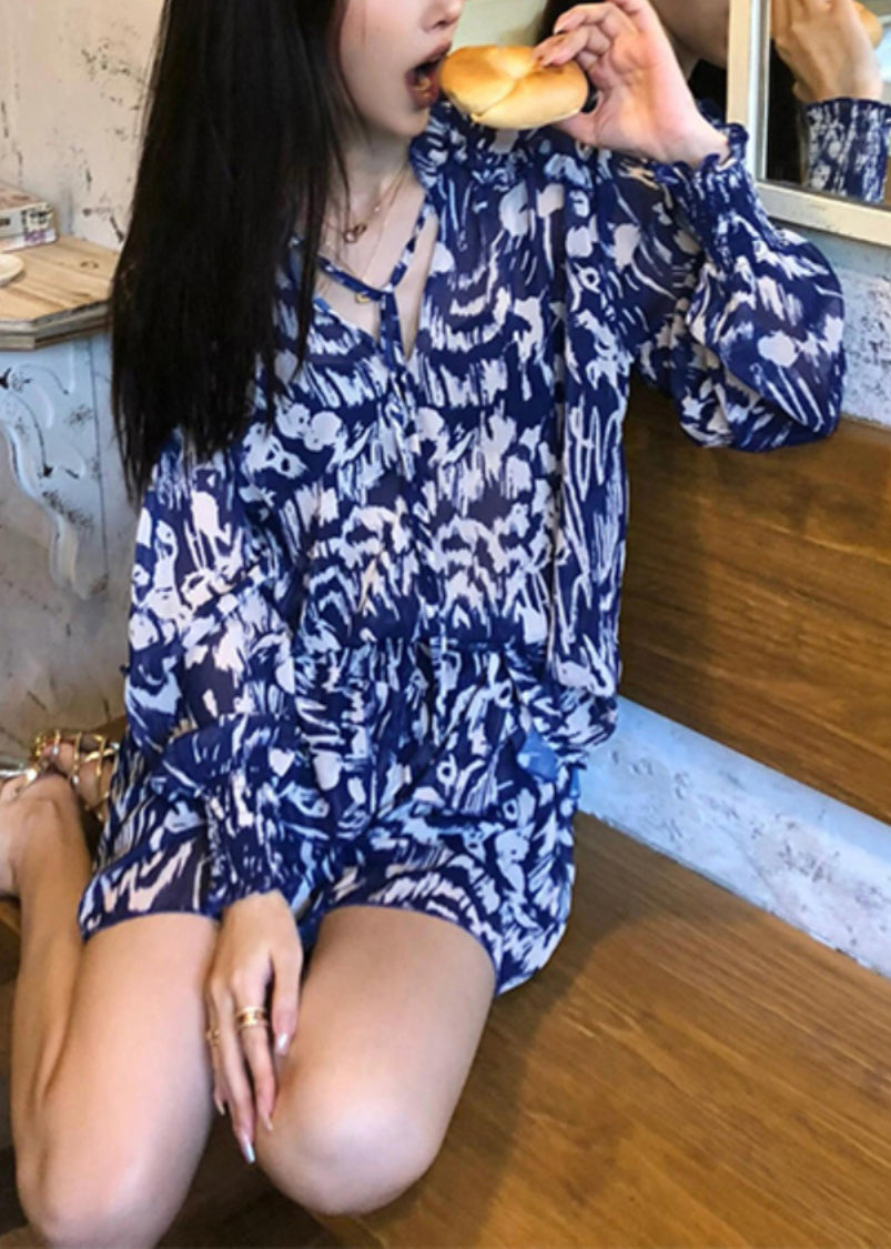 Shirts Skirts And Summer Pieces Stylish Print Blue Set Two Cotton