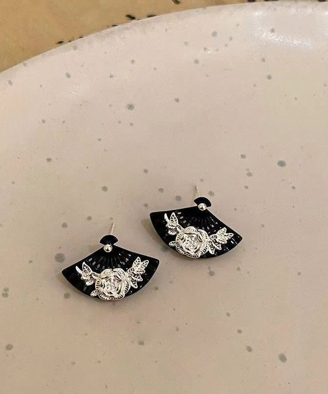 Vintage Gold Copper Sector Floral Stud Earrings DF1027