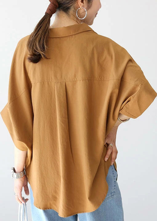 Oversized Top Coffee Women Summer Cotton Shirt