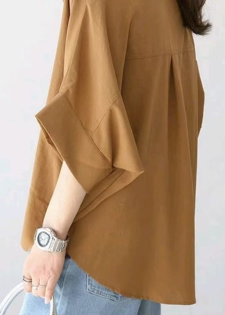 Oversized Top Coffee Women Summer Cotton Shirt