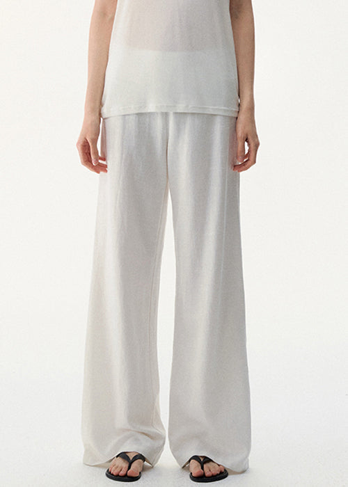 White Waist Women Linen Solid Pants High Summer