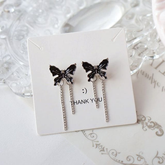 / Clip Enamel Butterfly Drop On Earring