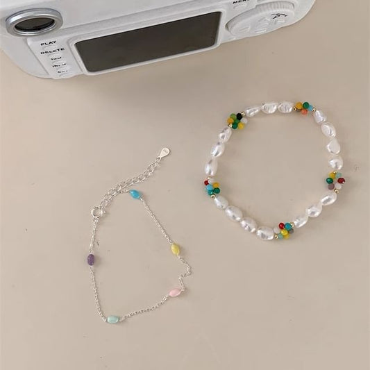 / Pearl Bead S925 Freshwater Silver Bracelet Sterling