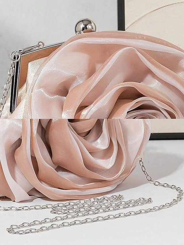 Satin Women's Purse Elegant Clutch Rose – Flower Evening