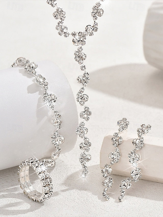 Set Necklace Jewelry Elegant Rhinestone Gold –