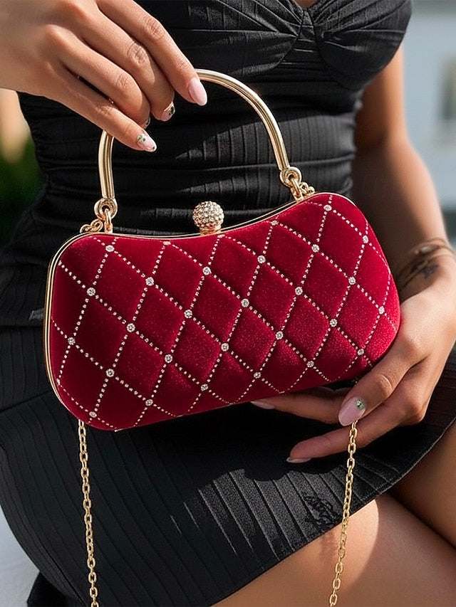 Velvet Accents Quilted Purse Evening with Women's Diamond -