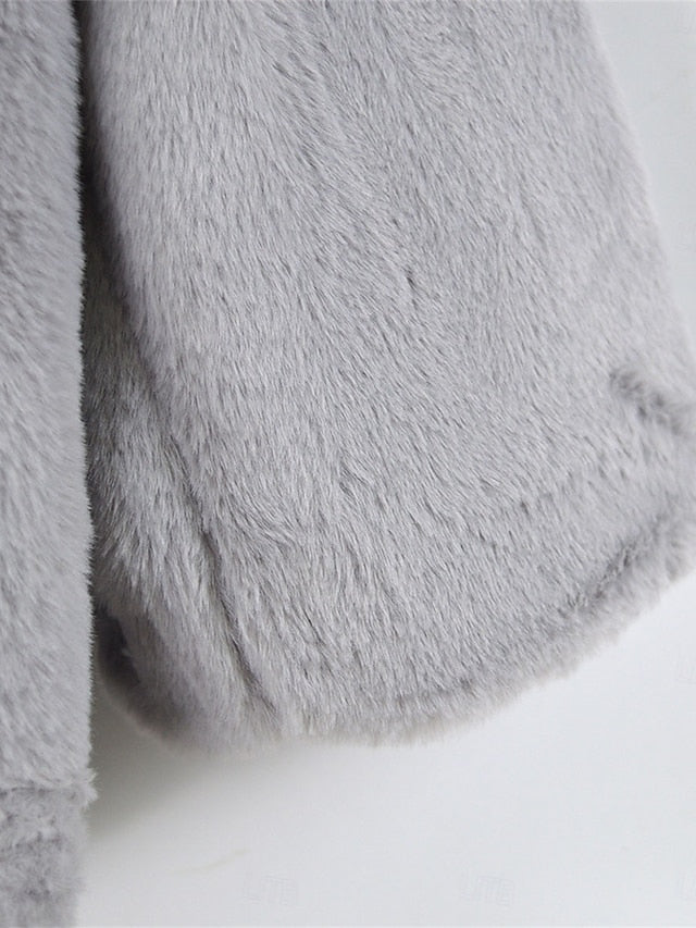 Fleece Faux Coat Breathable Warm Pocket Women's Fur Lined