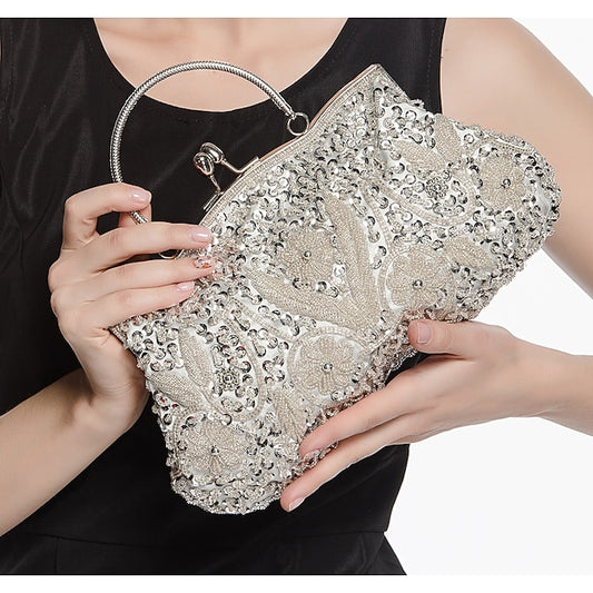 White Beaded Evening Purse Vintage – Clutch Women's