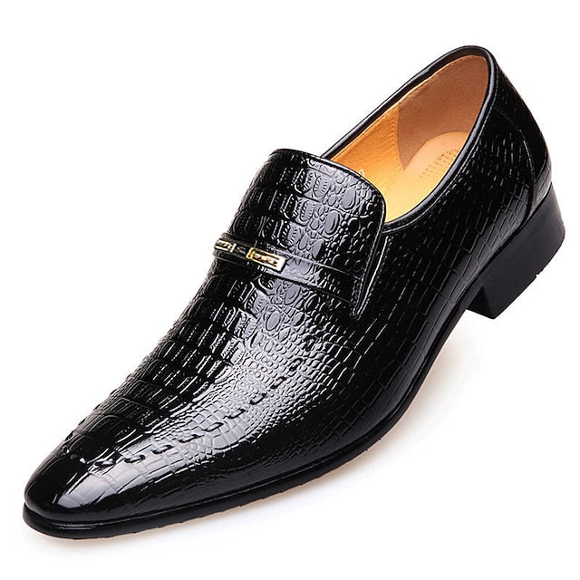 Faux Leather - Pattern Men's Loafers Brown Crocodile