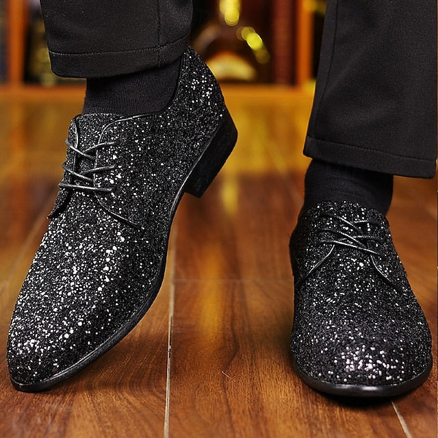 – Shoes Men's Statement Party Lace-up Bold Purple Glitter