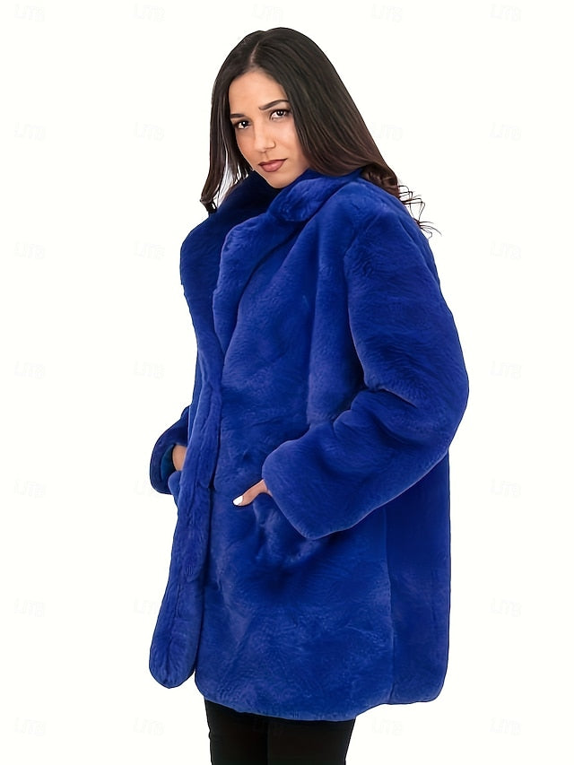 Fur Warm Comfortable Pocket Knitting Coat Faux Women's
