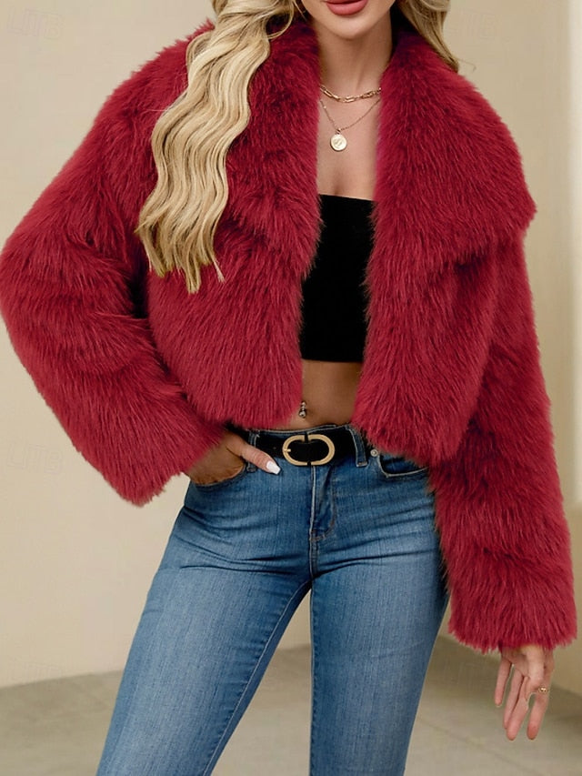 Furs Coat Women's Comfortable Faux Leathers Fur Warm