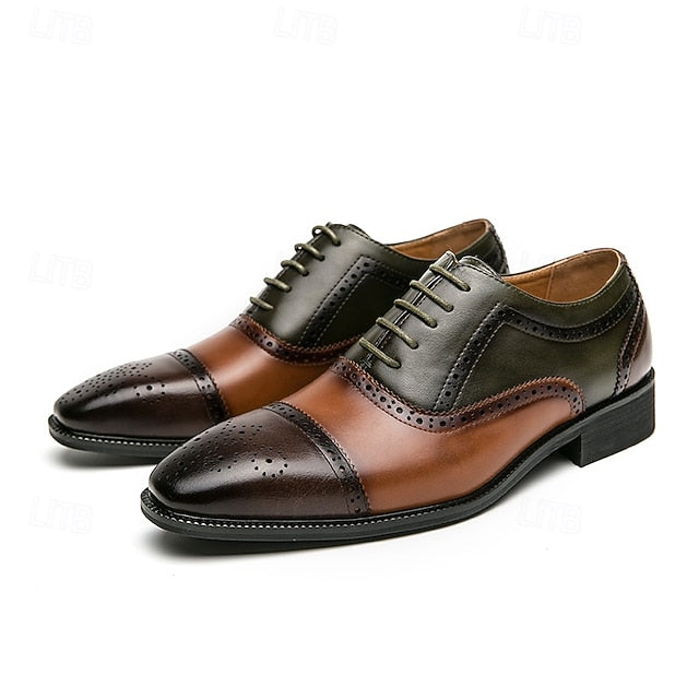 Wingtip Men's Leather Brown Black Shoes Faux – Oxford and