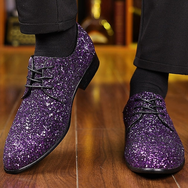 – Shoes Men's Statement Party Lace-up Bold Purple Glitter