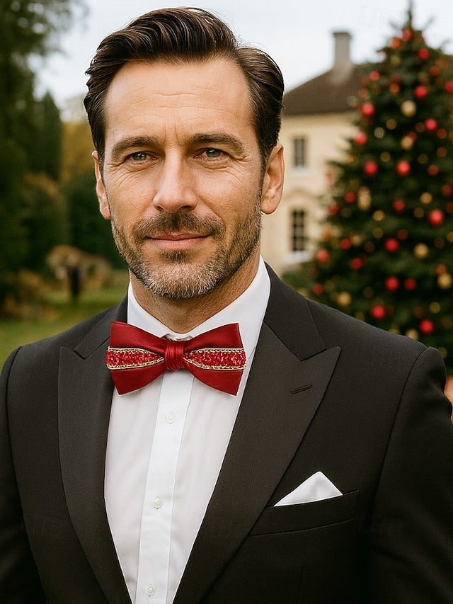 Tie Christmas Red Bow Men's –