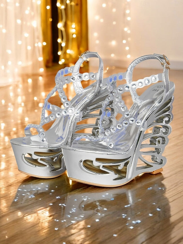 Sandals for Stiletto Silver – Rhinestone Elegant Dance Women