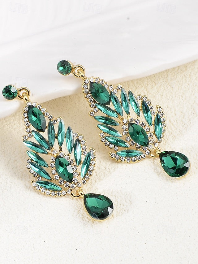 Drop Emerald Green Women's Crystal – Earrings
