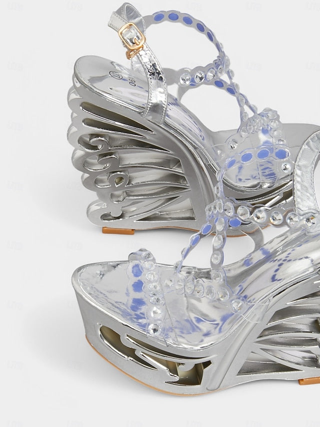 Sandals for Stiletto Silver – Rhinestone Elegant Dance Women