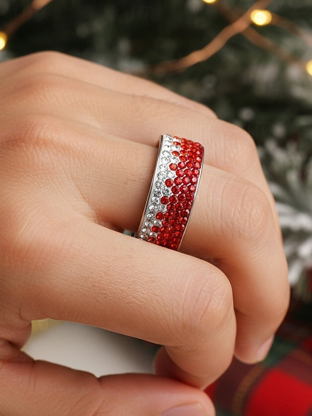 Steel Men's – Ring Red Stylish Christmas Stainless