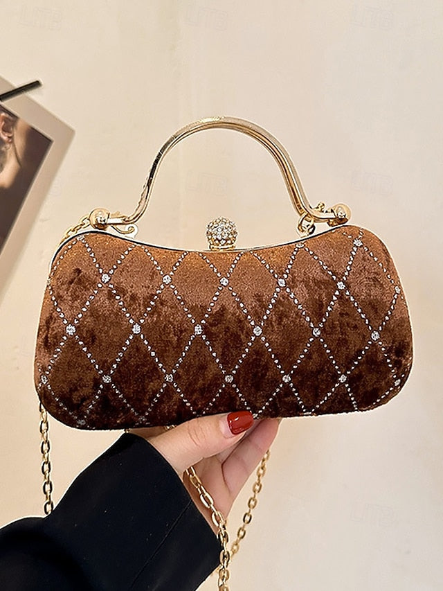 Women's Quilted - Purse with Velvet Diamond Evening Accents