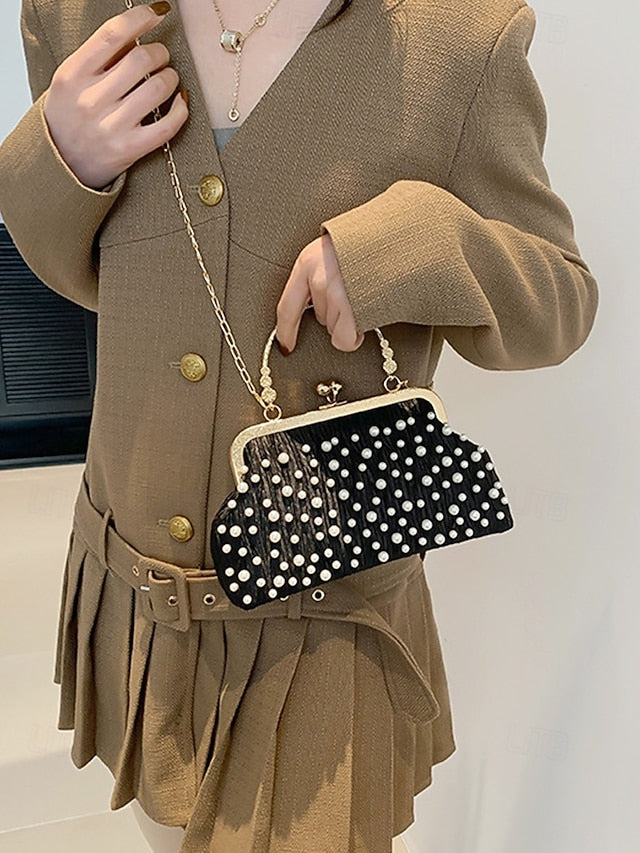 Bag Clutch Evening Vintage – Elegant Beaded Pearl Women's