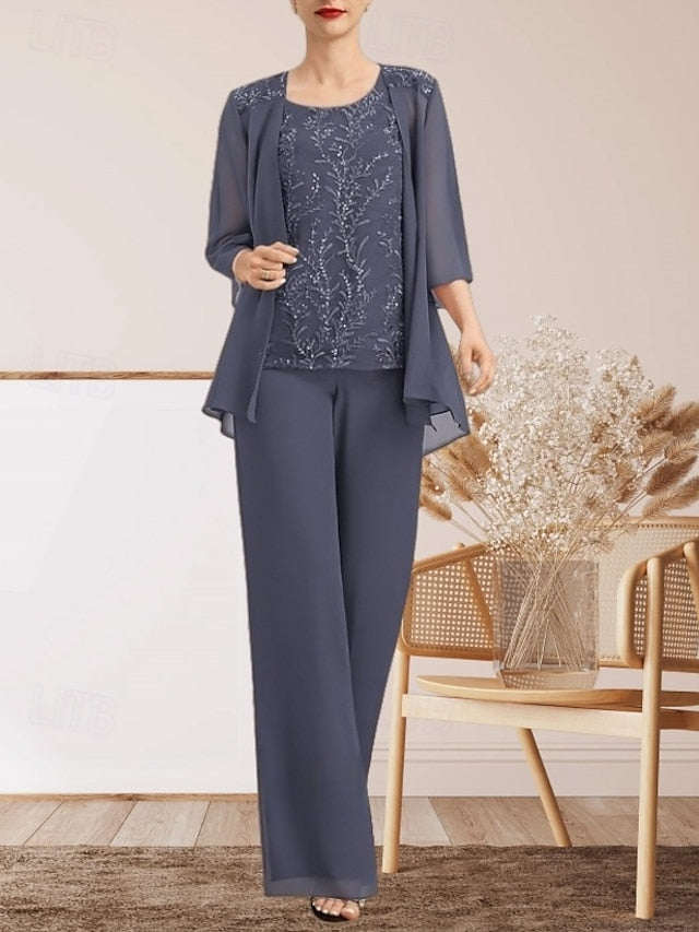 Piece Mother Guest the Pantsuit 3 Wedding Dress Bride of Elegant