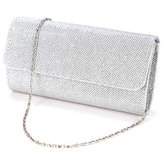 Women's – Clutch Purse Silver Evening Elegant Glitter