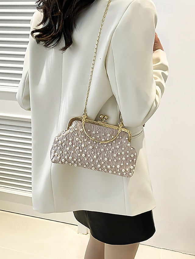 Bag Clutch Evening Vintage – Elegant Beaded Pearl Women's