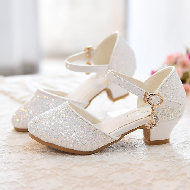 Rubber Princess PU Party Little Heels Girls' Shoes Glitters