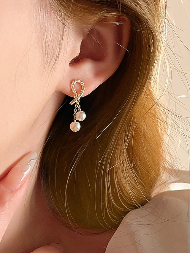 with rhinestone earrings imitation pearl teardrop Women's