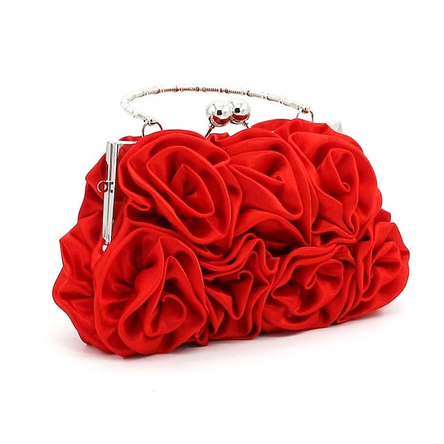 Evening Red Floral Vintage Design Rose – Clutch Elegant Bag