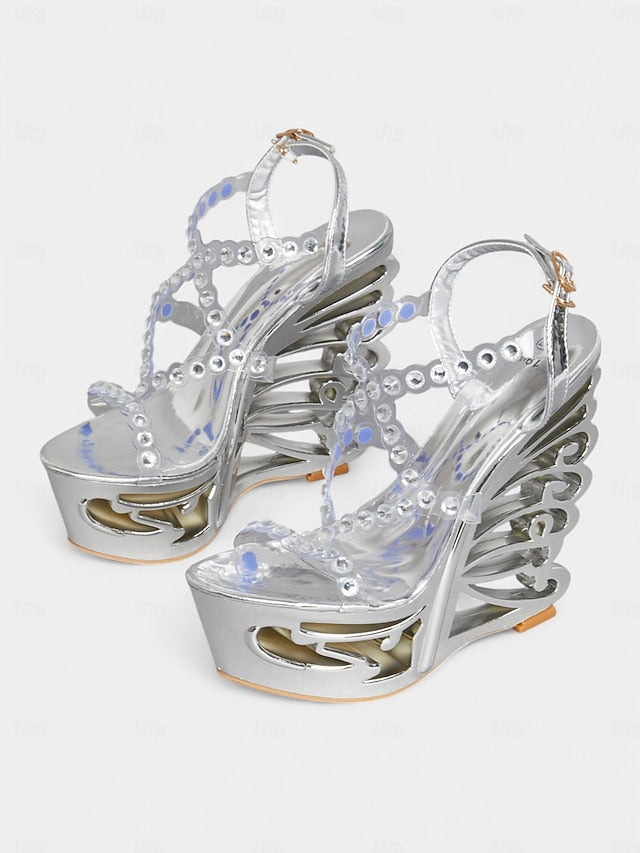 Sandals for Stiletto Silver – Rhinestone Elegant Dance Women