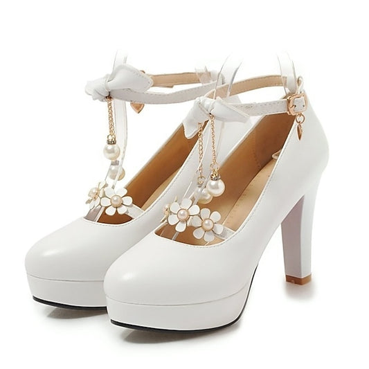 Mary Wedding White Elegant Girls' �?Platform Jane Heels