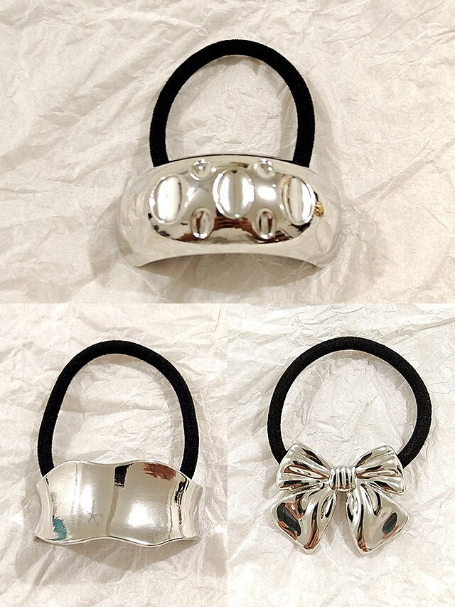 with Gold Tone Band Women's Elastic Scrunchies - Hair