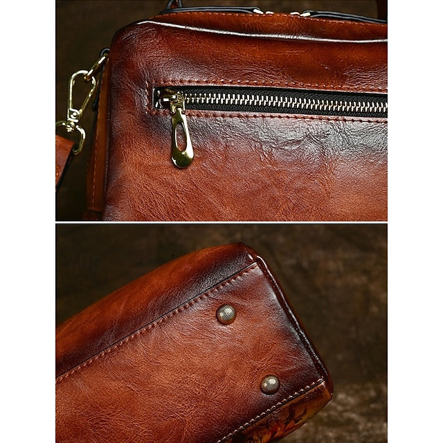 – Sunflower Print Vintage with Handbag Leather and Butterfly