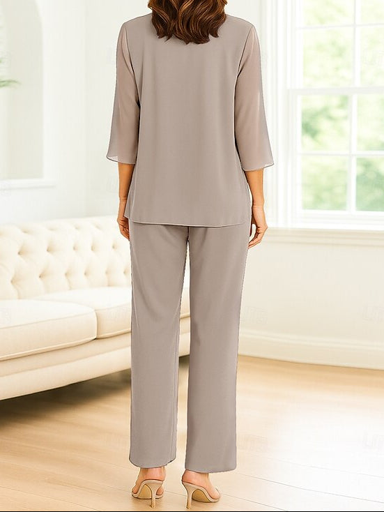 Piece Mother Elegant Dress Simple the Pantsuit of Bride 3