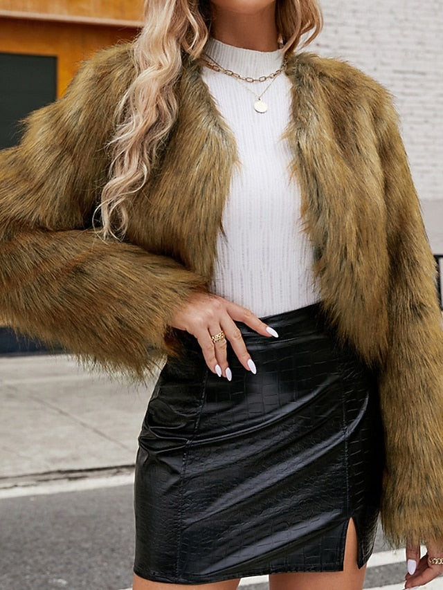 Fur Women's Winter Faux Furs Coat Comfortable Warm