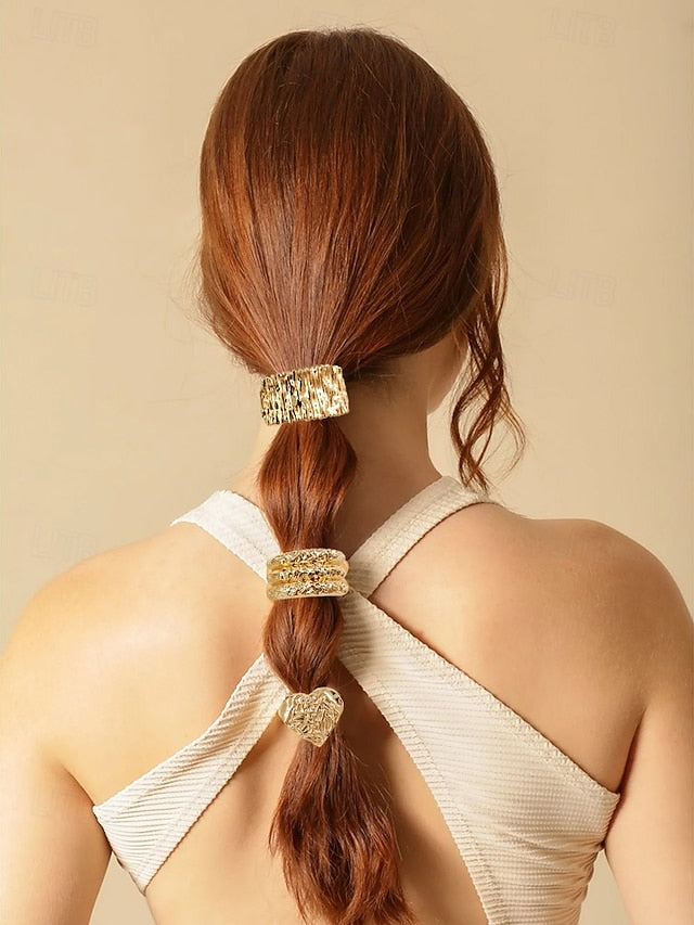 with Gold Tone Band Women's Elastic Scrunchies - Hair