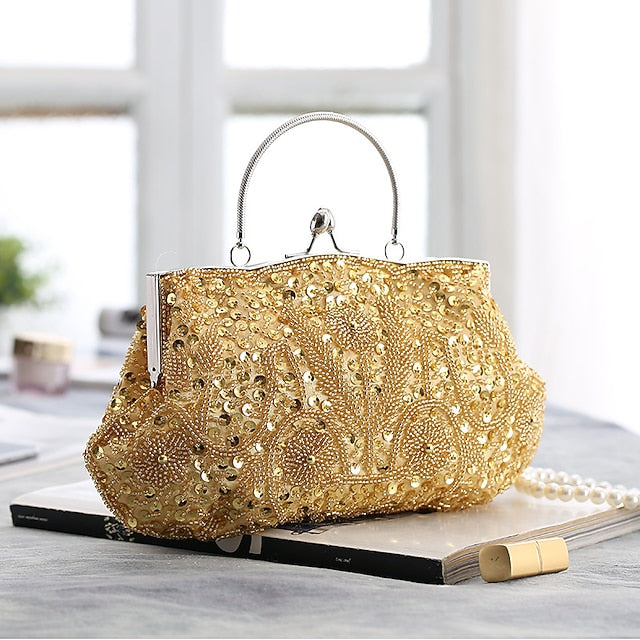 White Beaded Evening Purse Vintage – Clutch Women's