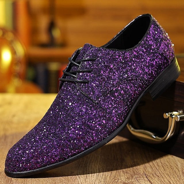 – Shoes Men's Statement Party Lace-up Bold Purple Glitter