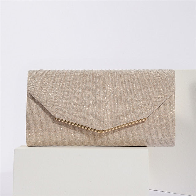 Gold Clutch Glitter Elegant with Bag Evening Women's Metal