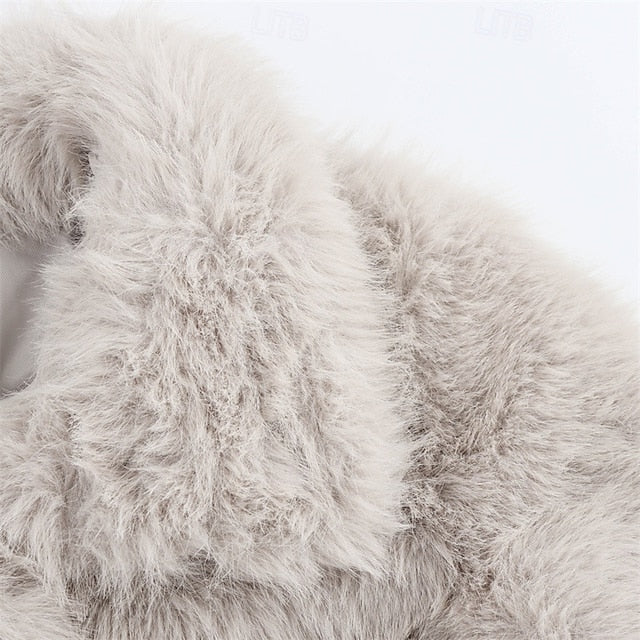 Women's Buttons Faux Furs Comfortable Warm Fur Coat