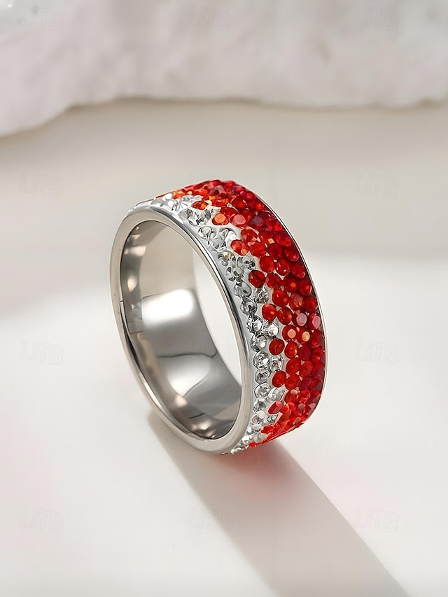 Steel Men's – Ring Red Stylish Christmas Stainless